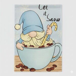 Gnome Winter outdoor flag with stake